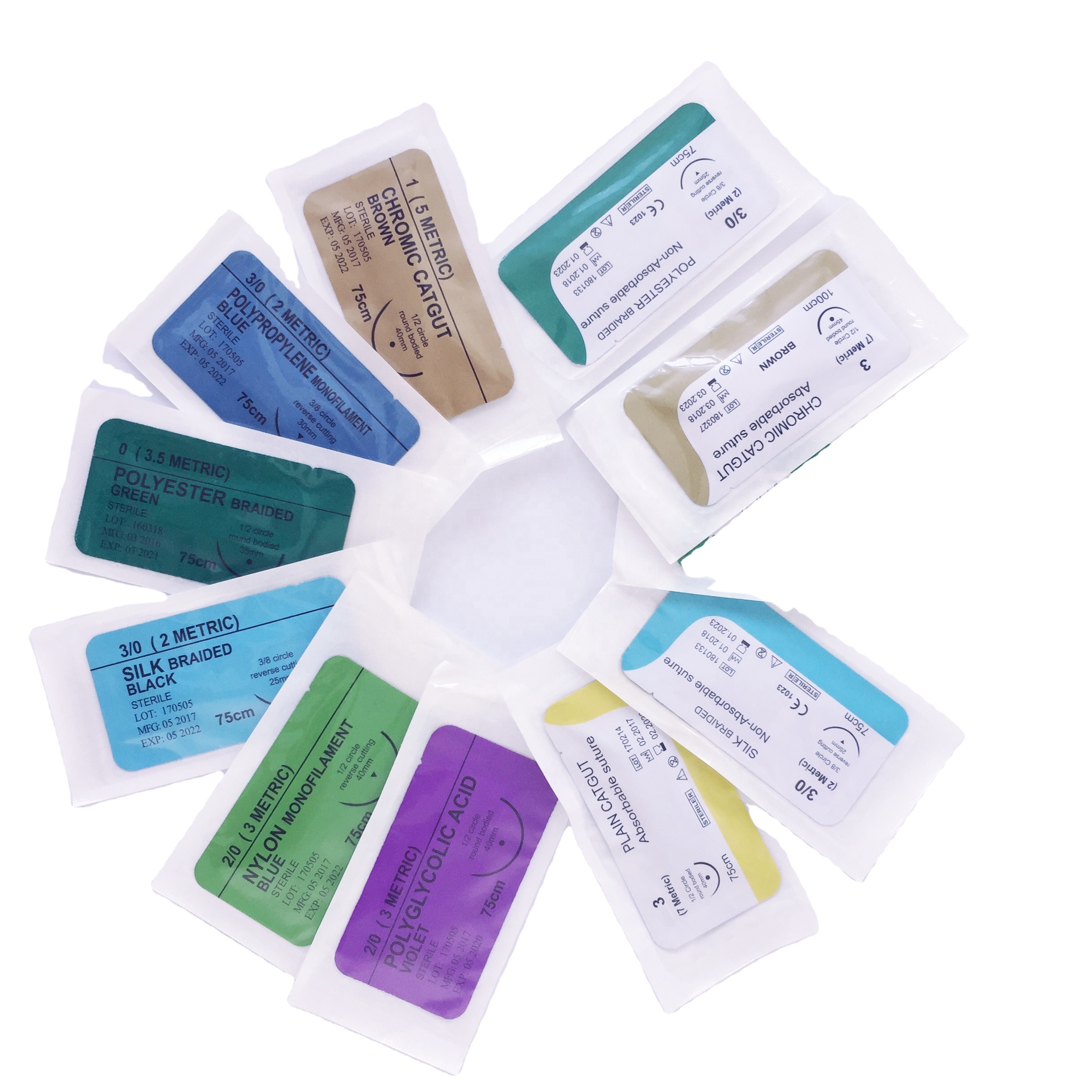 Surgical PGA Polyglactin 910 PDO Chromic Catgut Silk Nylon Suture