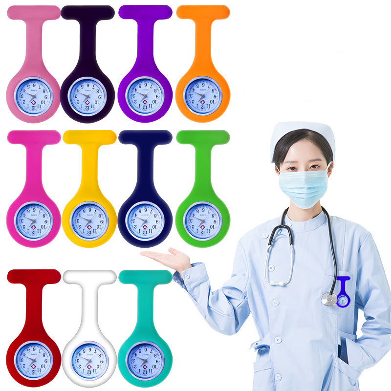 Wholesale Promotional Portable Gift Rubber Silicone Doctor Digital Clip-On Pocket Medical Watch Clip Brooch Nurse Breast Watch