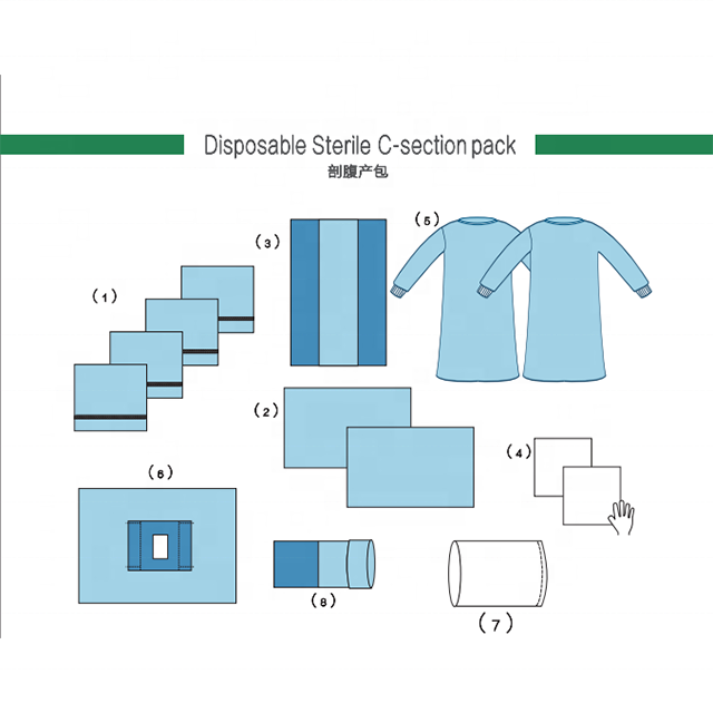 Disposable sterile surgical caesarean section pack