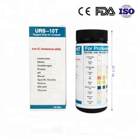 URS-10T Urinalysis Reagent Test Paper 10 Parameters Urine Test Strips